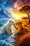 Luxury AB Velvet Diamond Painting Kit - Polar Bear and Lion