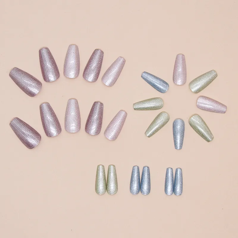 Churchf Churchf Patch Candy Colored Nail Piece Wearing Armor Removable Vertical Stripe Fine Flash Nail Patch 24 Pieces