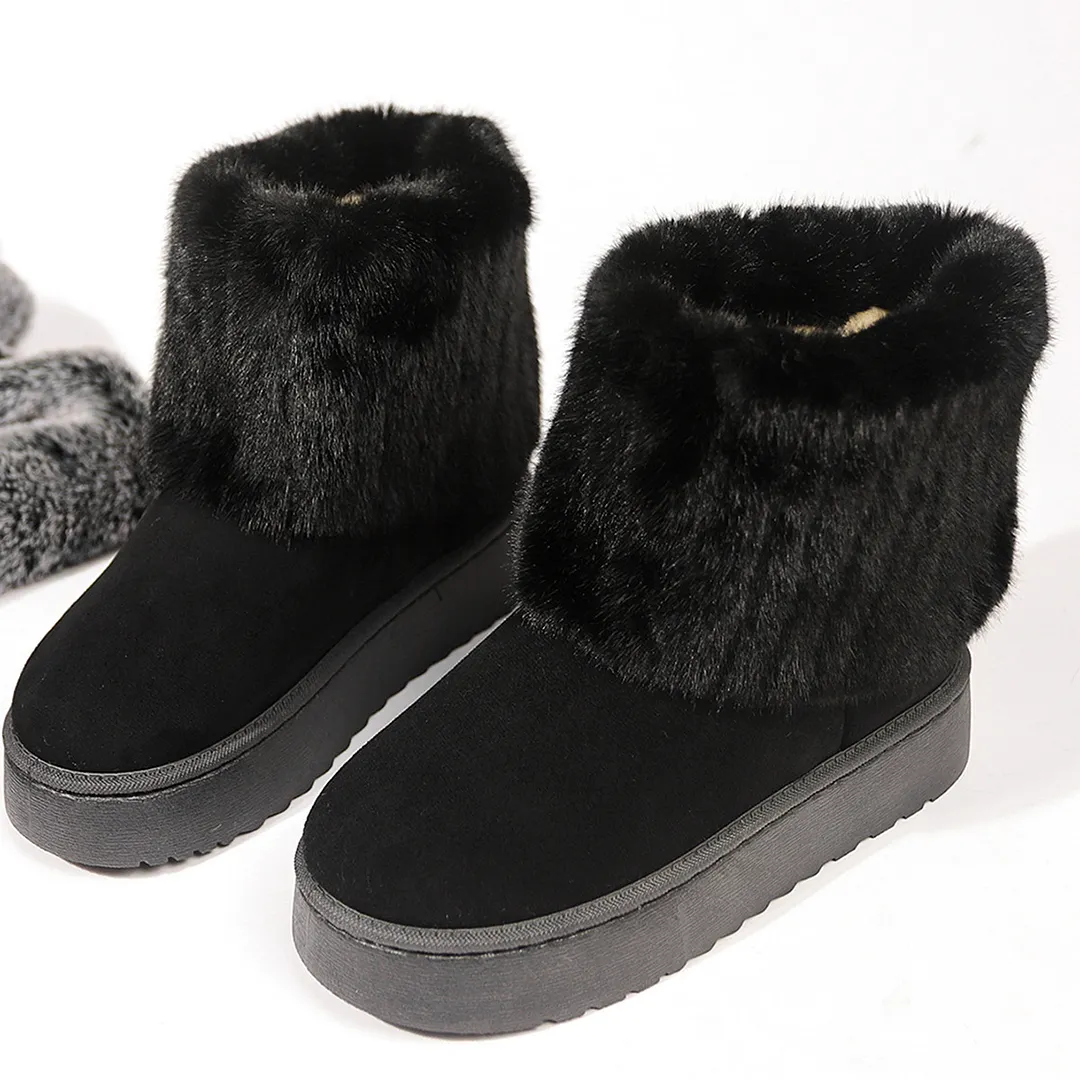 Breakj Breakj Autumn And Winter New Large-Size Lady Thick Bottom Snow Boots Thick Bottom Cylinder Plus Velvet Warm