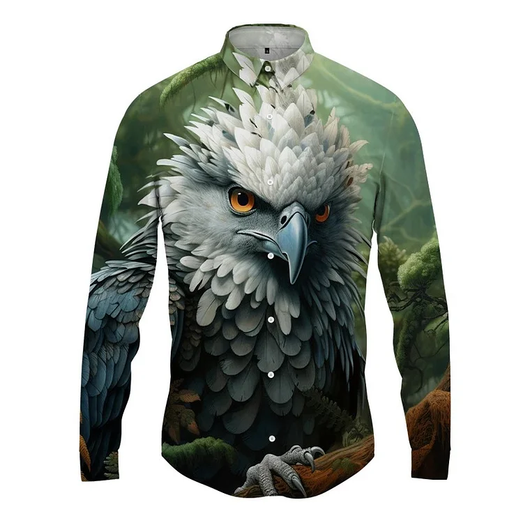 Traceeye Bird Animal 3D Printed Men Shirt Man/Women Casual Fashion Long Sleeves Shirts Button Lapel Streetwear Oversized Unisex Clothing