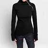 New Products Ladies Casual High Neck Zipper Long Sleeve Sweater Finger Set Top Women