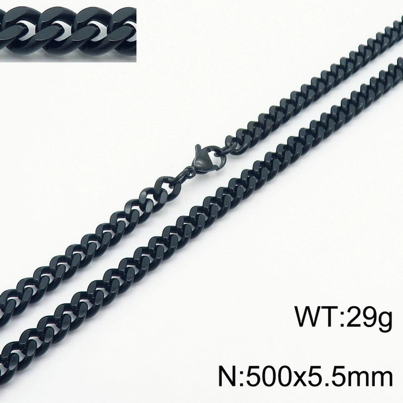 Fashion Simple Bracelet Stainless Steel Six-Sided Grinding Chain Choker Necklace