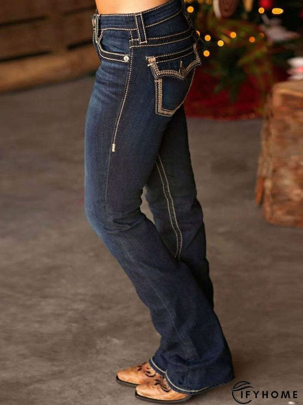 Christmas Plain Casual Denim Loose Jeans | IFYHOME