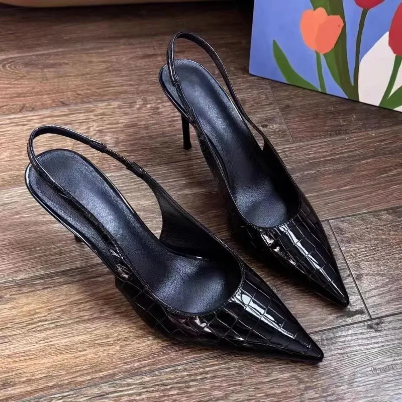 Breakj Breakj Crocodile Pattern Sexy Fine Heel Single Shoes 2025 New Female Sharp Head Light Black Beautiful Temperament High Heel Shoes