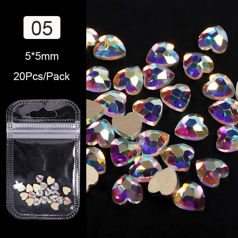 Crystals Clear AB Glass Rhinestone Stones Solid Flat Back Nail Ornaments Colorful Granular Three-Dimensional Nail Art Decoration-Nail Inspo