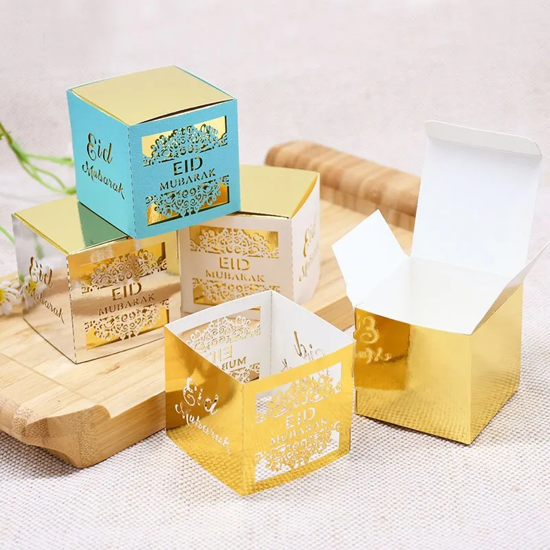 5/10pcs Eid Mubarak Chocolate Candy Box Ramadan Kareem Favor Gift Box Islamic Muslim Festival Happy Al-Fitr Eid Party Supplies