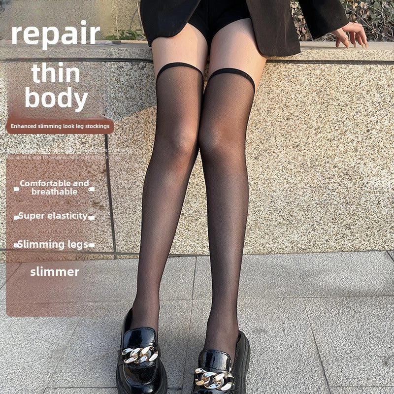 Ultra-thin JK Black Silk Over-the-Knee Socks Summer Sexy Spice Girls Long Thigh Socks Silk Stockings Black Transparent Medium Socks