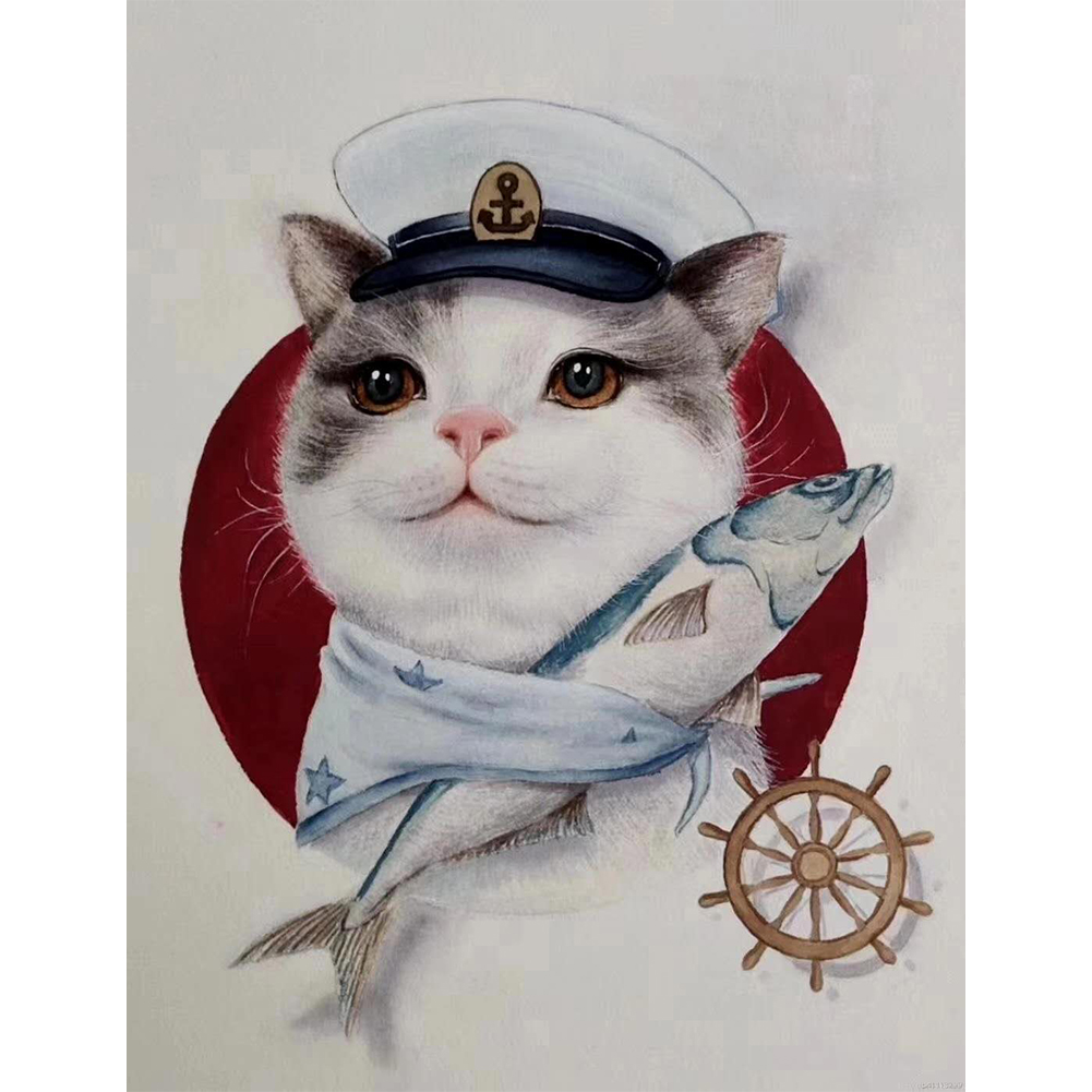 

30*40CM - Round Drill Diamond Painting - Cat, 501 Original