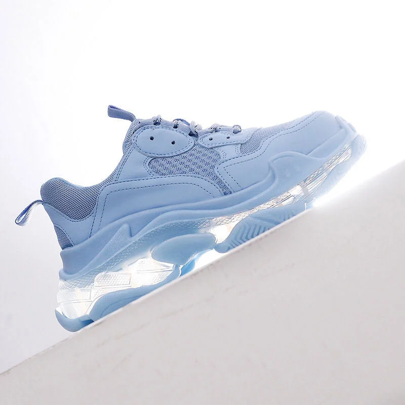 Women Shoes 2021 Crystal Bottom Sport Shoes Fashion Casual Chunky Sneakers Breathable Blank Sneakers Brand Women's Trainers