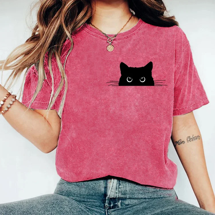 Eagerlys Black Cat  T-shirt Eagerlys