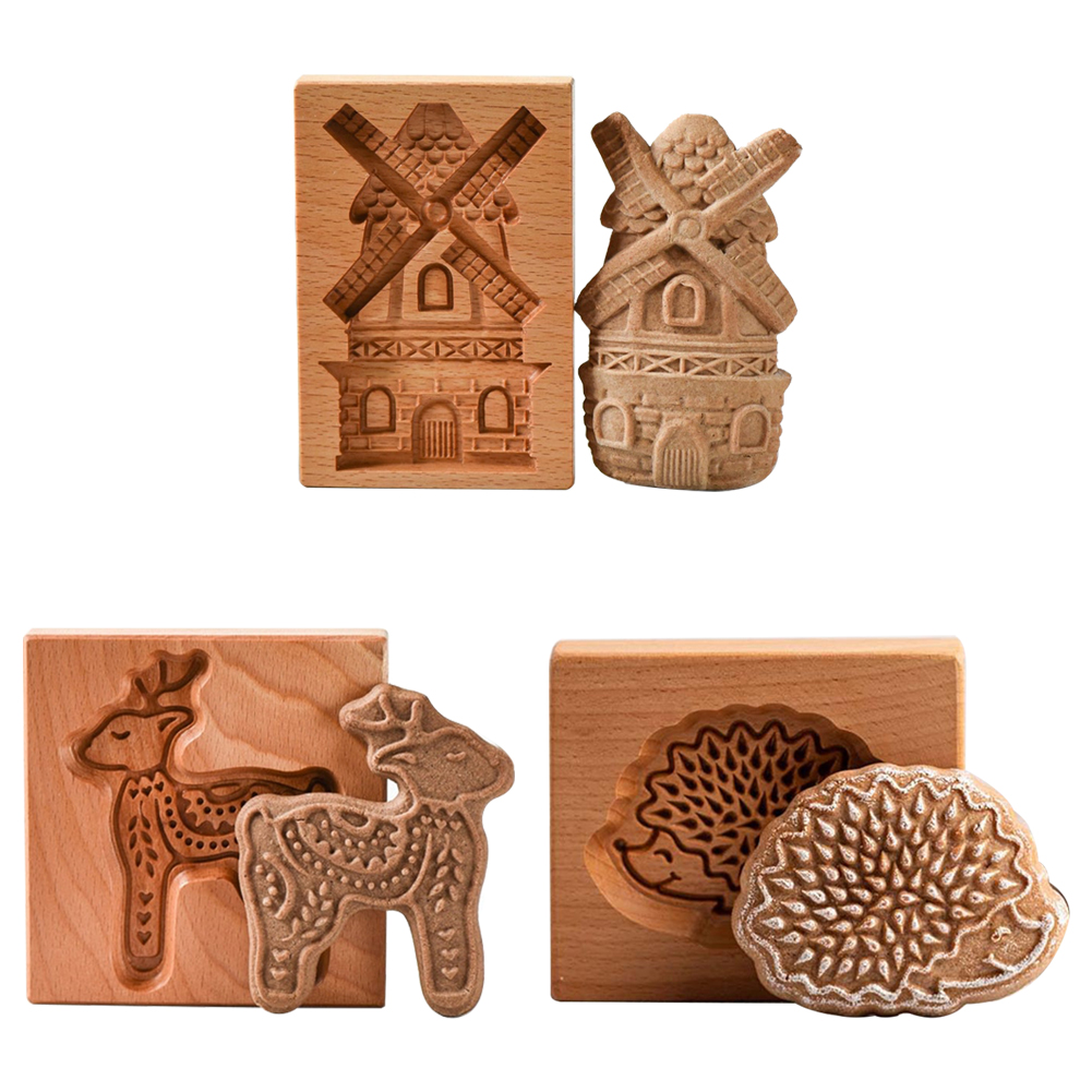 

Wooden Baking Mold Chocolate Dough Engraved Cookies Cutters Embossing Mould, 501 Original