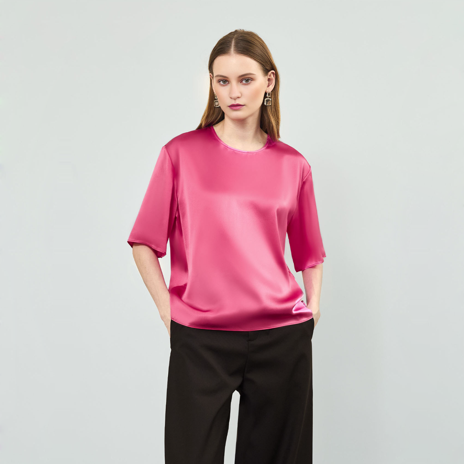 19MM 100% Mulberry Silk Crew Neck Top REAL SILK LIFE