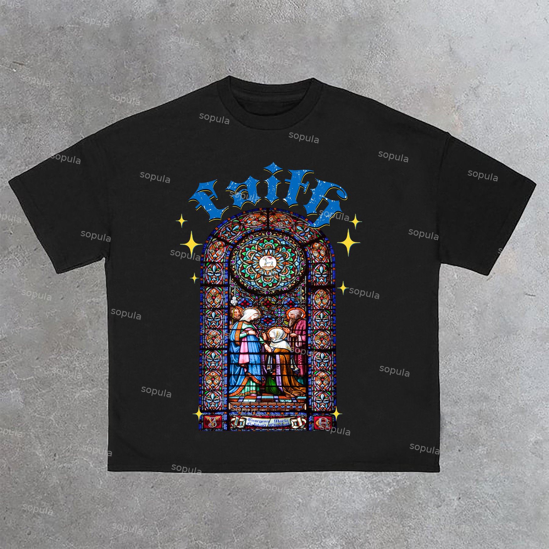 Sopula Men's Casual Original Night Glow Textured Stained Glass Print Cotton T-Shirt - SOPULA