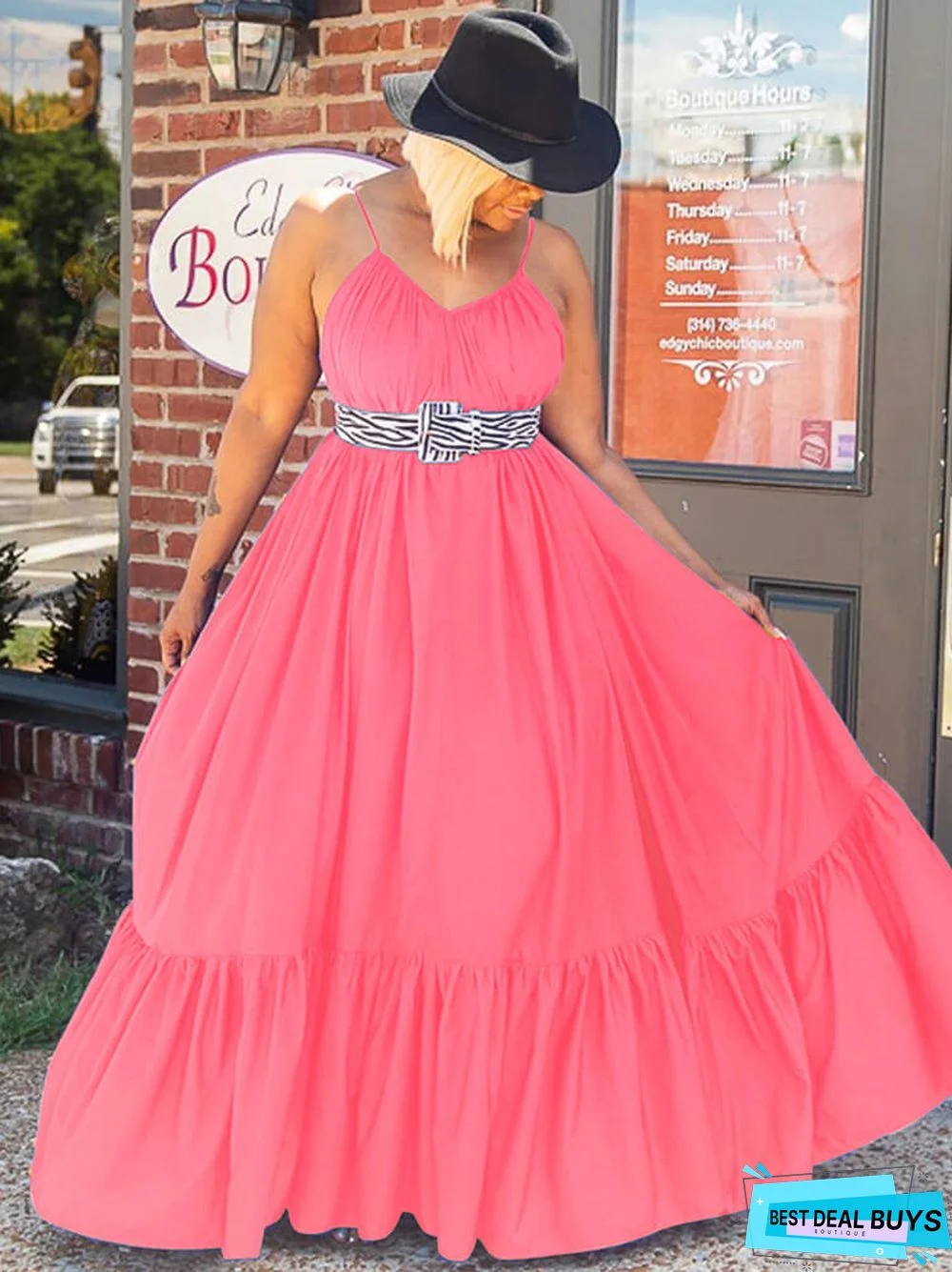 Plus Size Spaghetti Strap Ruffle Beach Maxi Swing Dresses