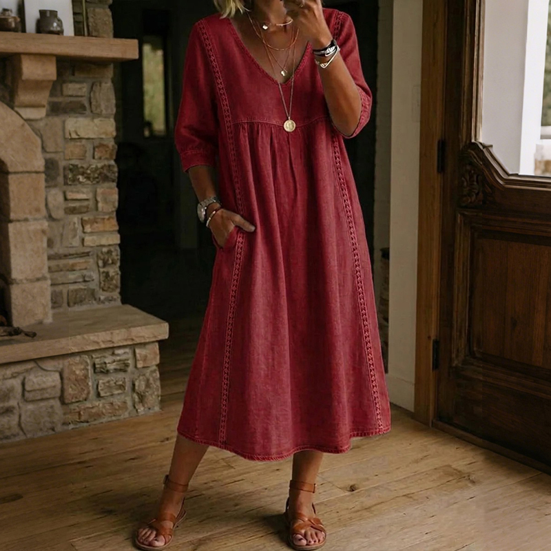 Women's Solid Color Linen Blend Maxi Dress wearshes