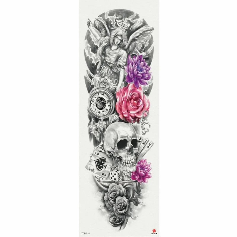 1 Piece Temporary Tattoo Sticker Moon tree rose flower pattern Full Flower Tattoo with Arm Body Art Big Large Fake Tattoo