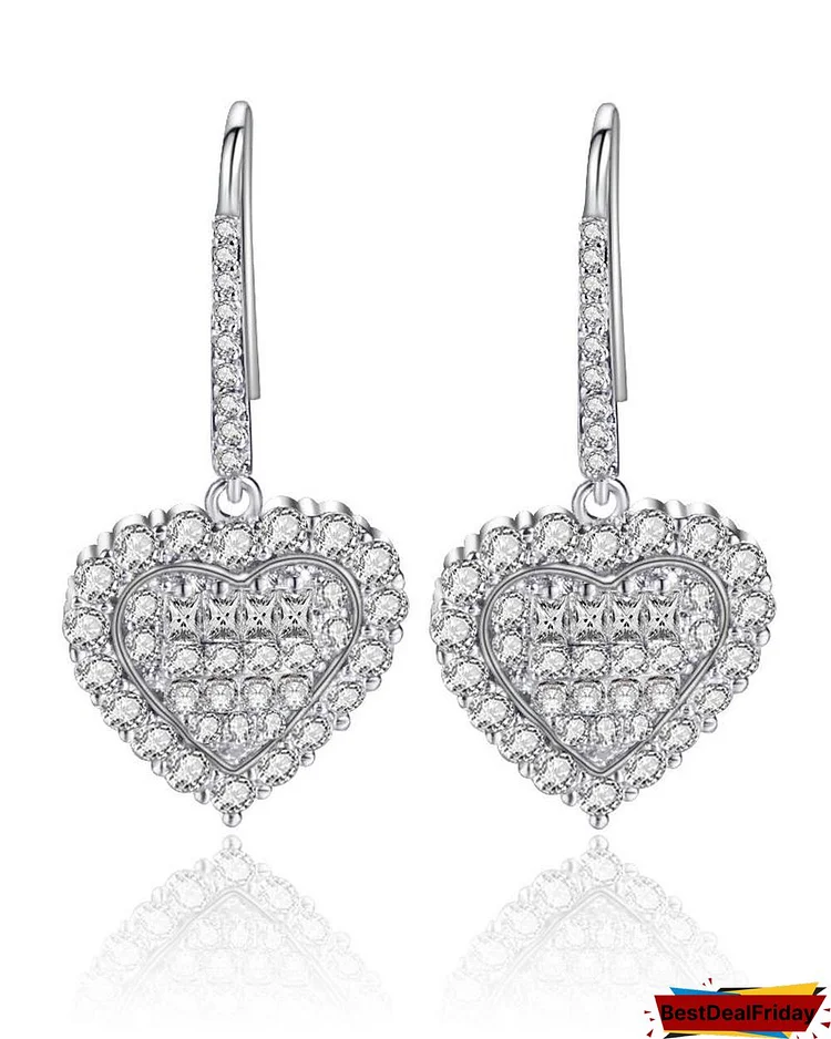 Studded Heart Shaped Dangle Drop Earrings P2262466646