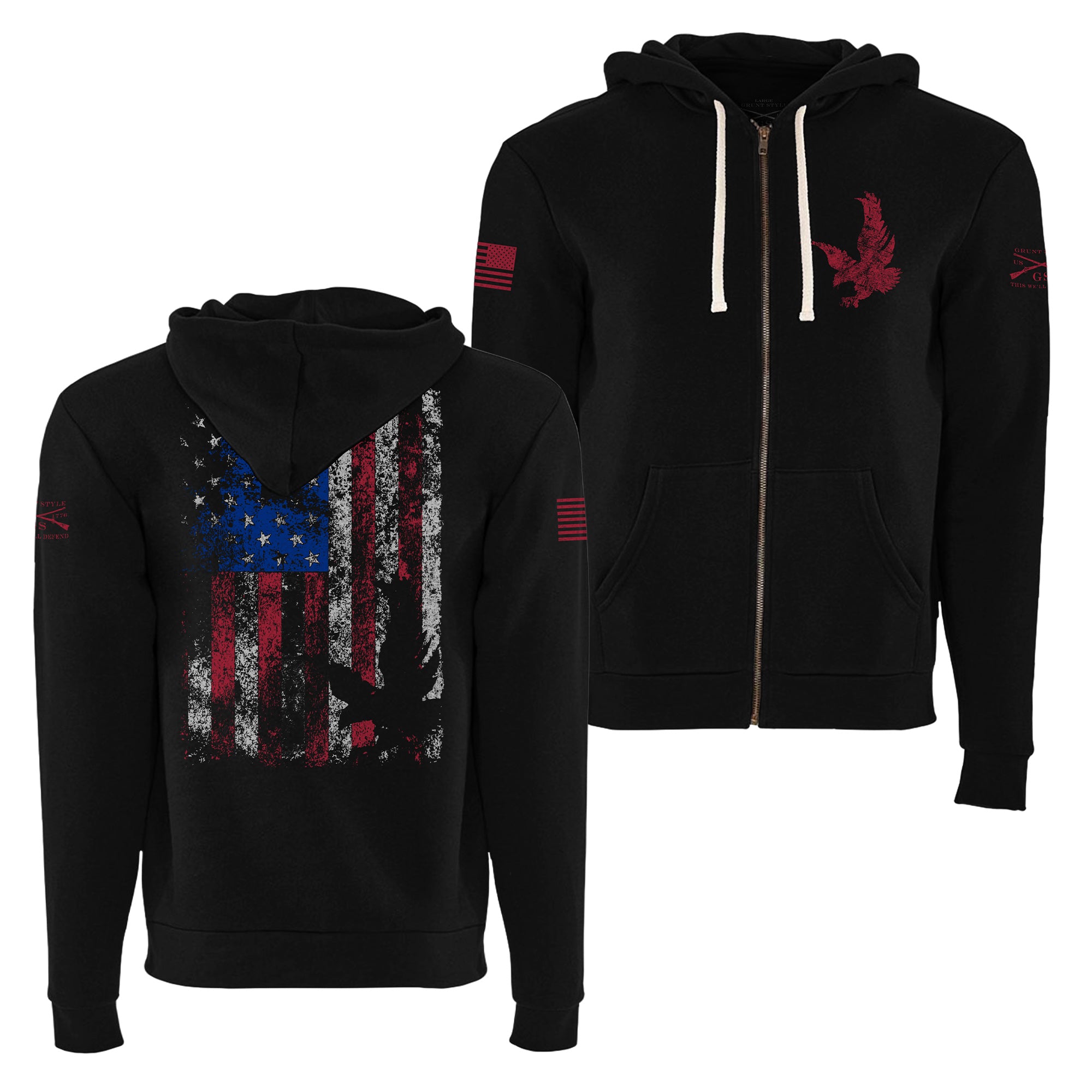 Freedom Flag Full-Zip Hoodie - Black mysite Money