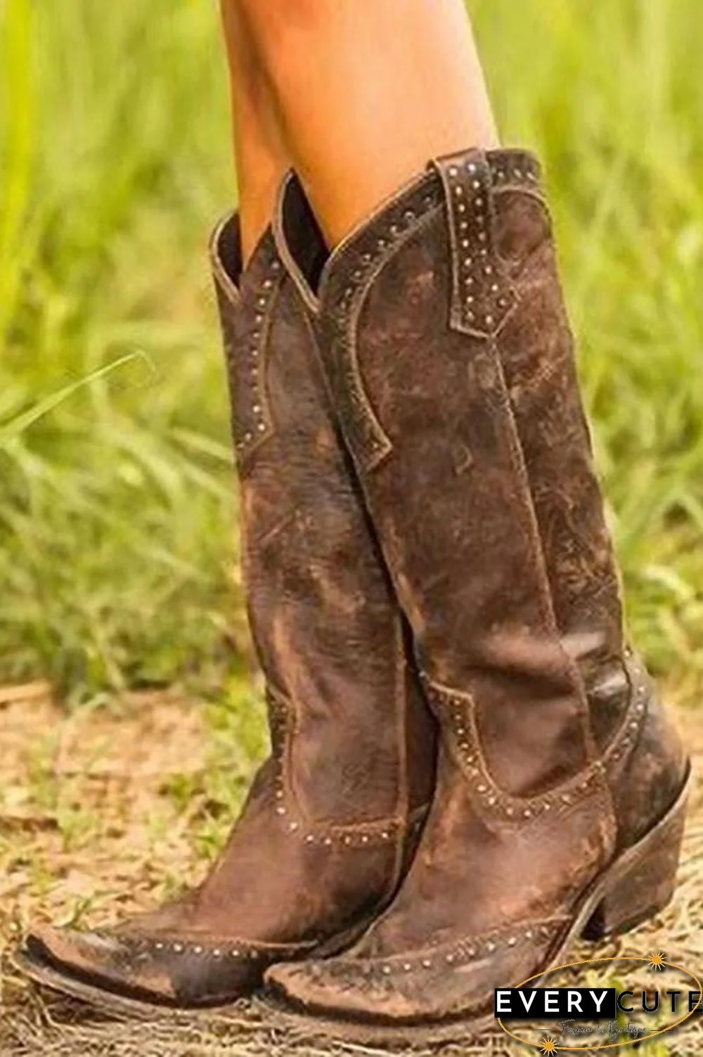 Knee Hight Chunky Heels Boots