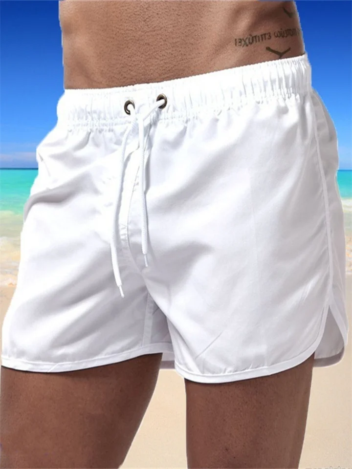 New Men's Fashion Beach Shorts Polyester Quick-drying Multi-color Sports Big Pants Outside Three-quarter Shorts-Cosfine