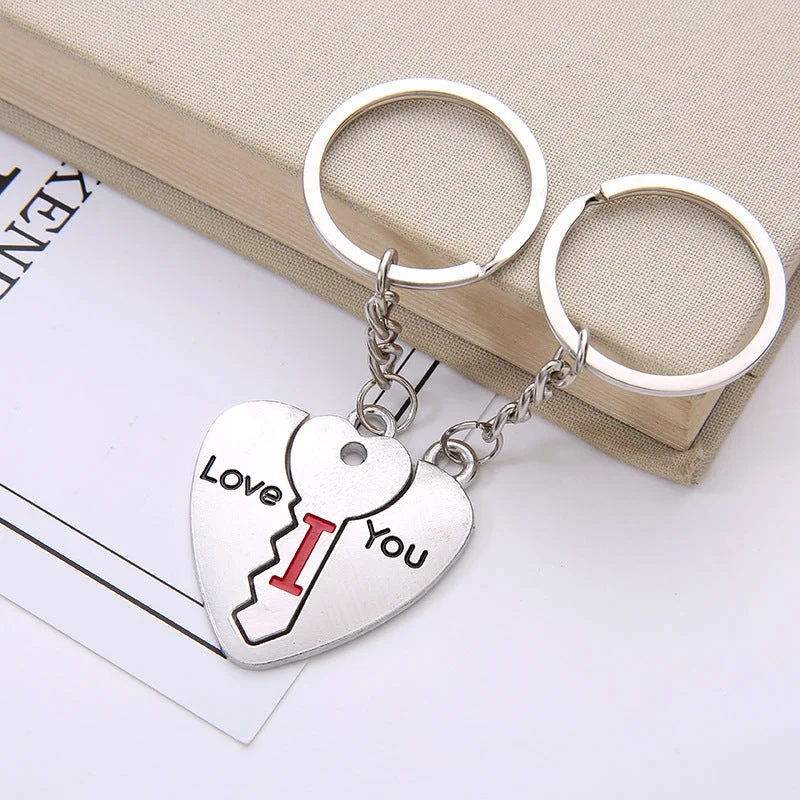 Buzzdaisy I Love You Heart Shaped Mactching Key Chains Necklaces
