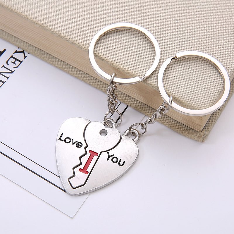 Buzzdaisy I Love You Heart Shaped Mactching Key Chains Necklaces