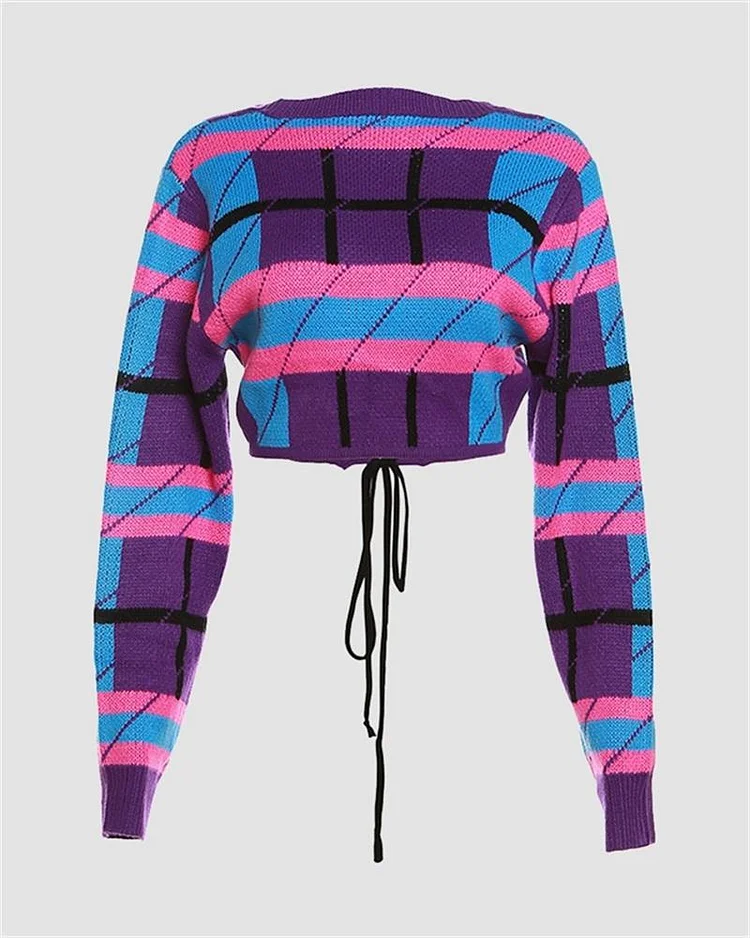 Plaid Crop Sweater