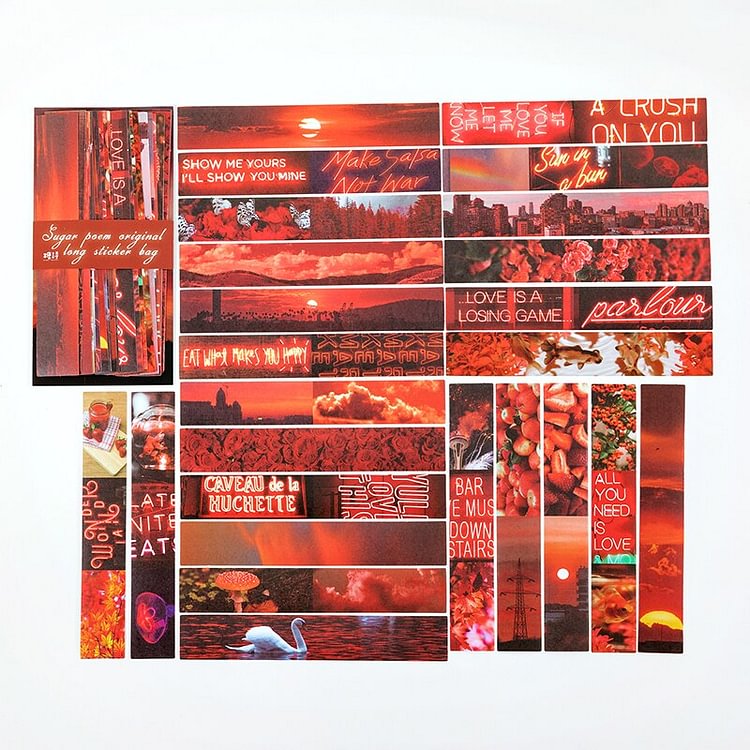 JOURNALSAY 50pcs Romantic Strip Washi Paper Sticker Pack INS Landscape
