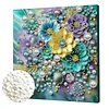 DIY Pearl Painting Blue Flowers for Home Wall Decor with Frame(30x30cm)