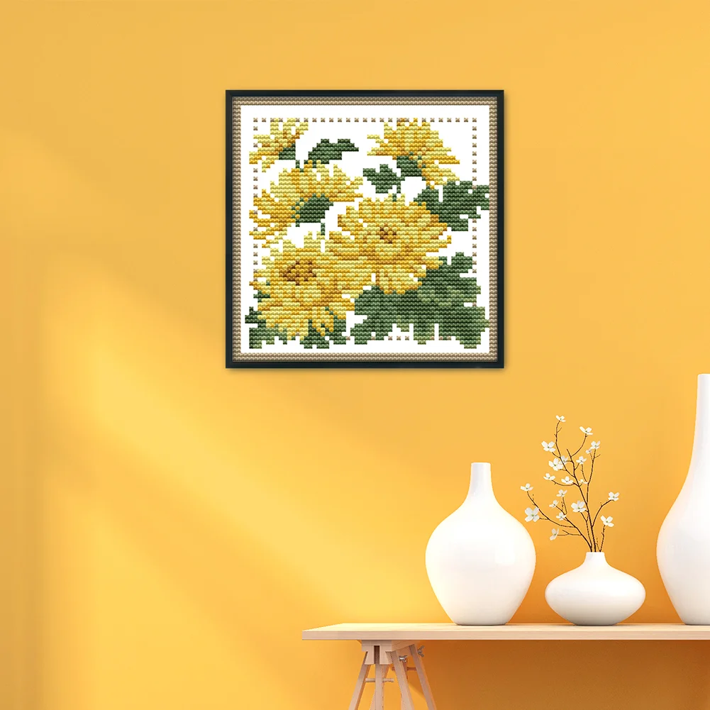 14CT Stamped Cross Stitch - December Flower(Canvas|17*17CM)