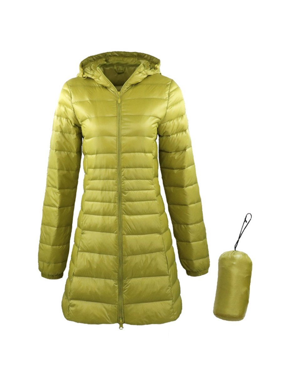 Women Ultra Light Long Down Coat With Portable Storage Bag
