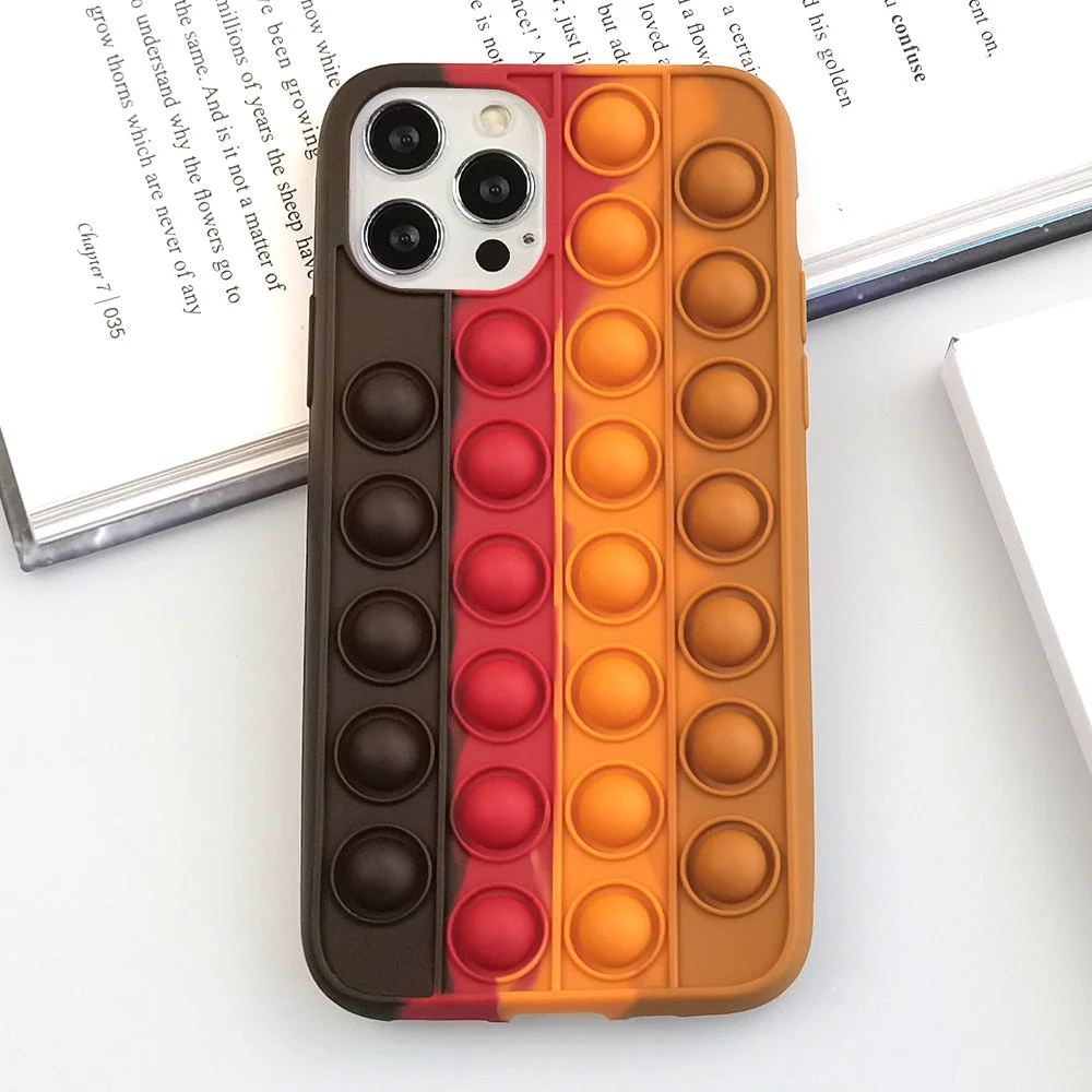 Christmas Gift 3D Push Rainbow Silicone Case For Iphone XR XS 11 7 8 Plus Fidget Toys Bubble Soft For iphone 12 13 Pro Max SE20 pop it cover
