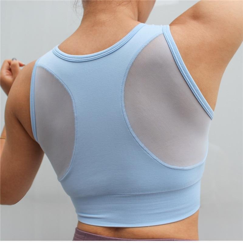 Workout padded top - Flex blue - cropped bra-elleschic
