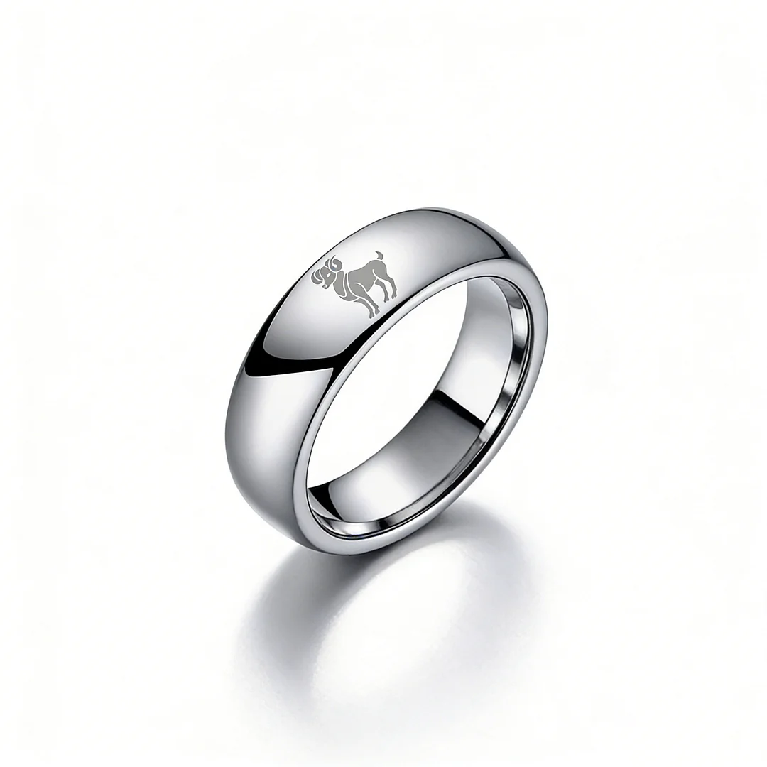 Men Women Aries Tungsten Carbide Rings Domed Top Sliver Tungsten Wedding Bands 4MM 6MM 8MM