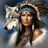 (40*40cm)Indian Beauty Wolf - Full Round Drill Diamond Painting