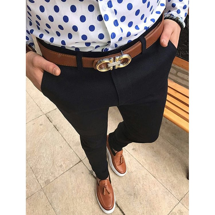 BrosWear Solid Color Slim-Fit Pants