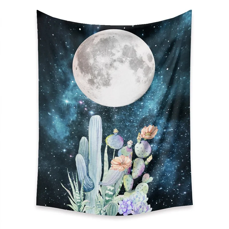 Moon Phase Tapestry Wall Hanging Vintage Mooonlight Green Olive Leaf Black Tapestries Boho Room Wall Decor Home Decoration Wall