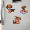 4PCS 2D/flat acrylique DIY diamond art frigo kit d&rsquo;aimants design teckel DIY art r&eacute;frig&eacute;rateur &agrave; aimant autocollant magn&eacute;tique diamond art d&eacute;coration r&eacute;frig&eacute;rateur bo&icirc;te aux lettres d&eacute;coration maison bricolage