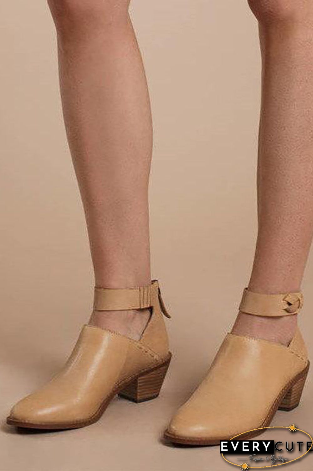 Buckle Zipper Chunky Heel Ankle Boots main image 0