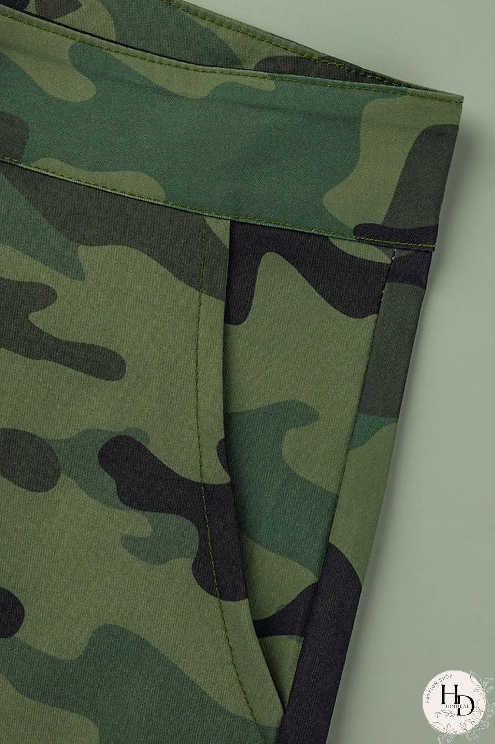 Camouflage Casual Print Camouflage Print Patchwork Plus Size