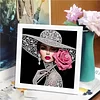 Lady Special Shape Partial Drill Dimond Art Paintings with Plastic Frame 17x17cm