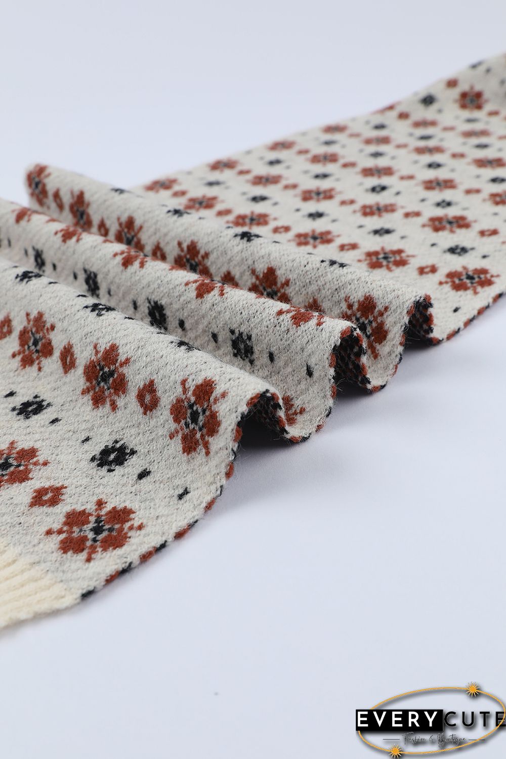 Multicolor Christmas Floret Knitted Shawl Wrap Scarf