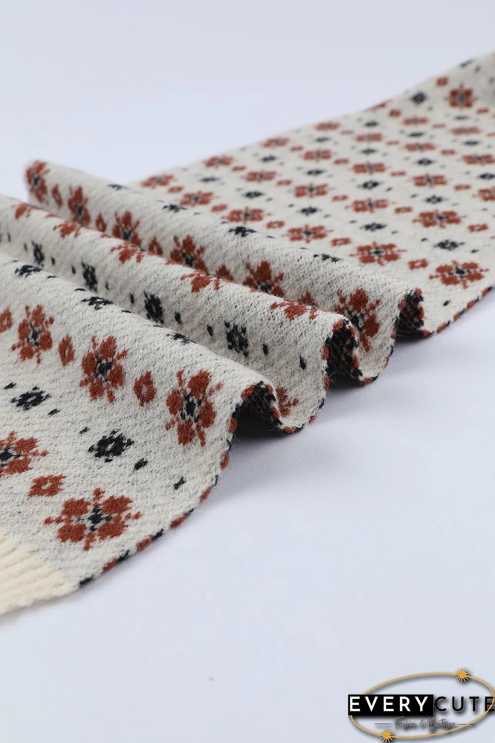 Multicolor Christmas Floret Knitted Shawl Wrap Scarf