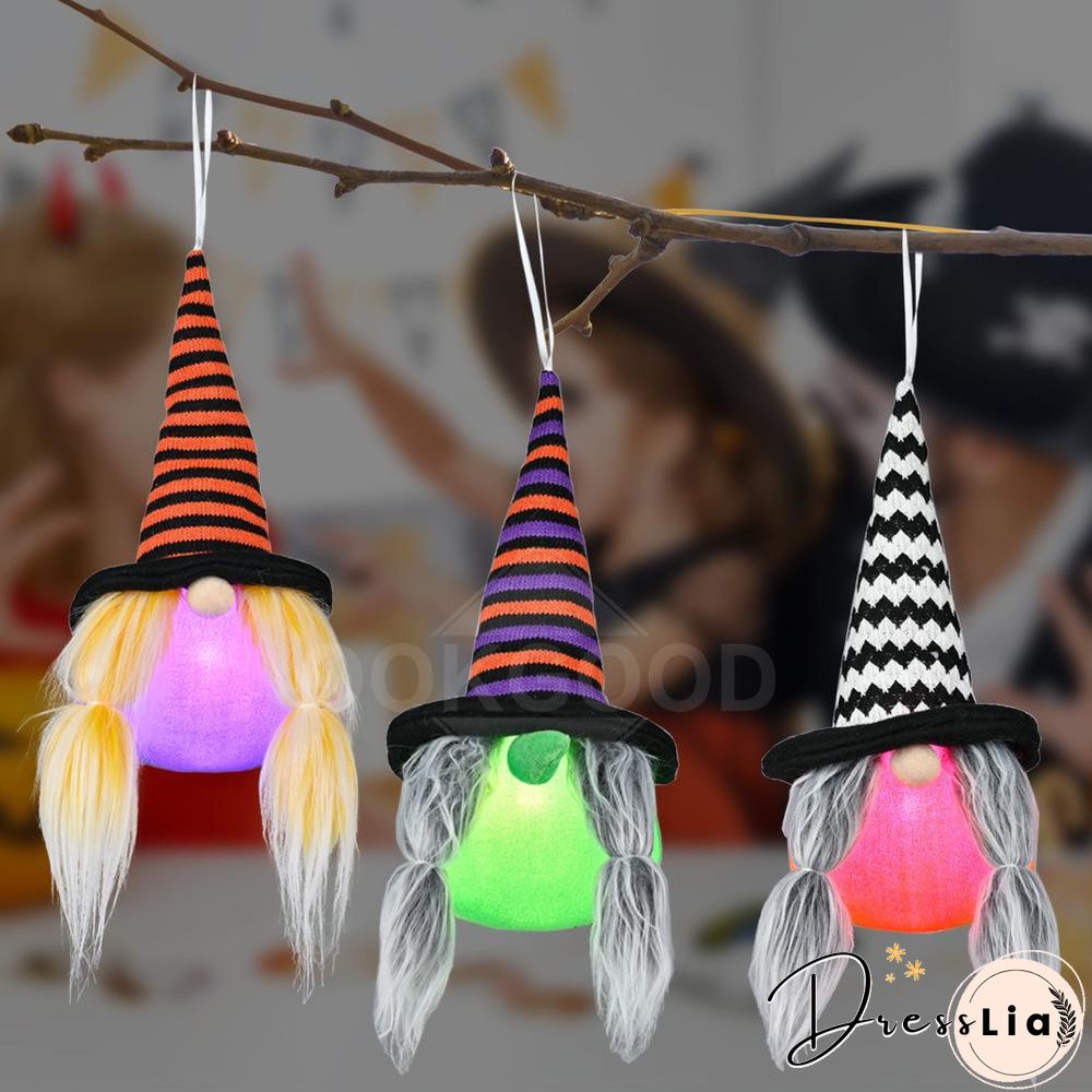 Halloween Gnome Hanging With Lights For Holiday Decoration