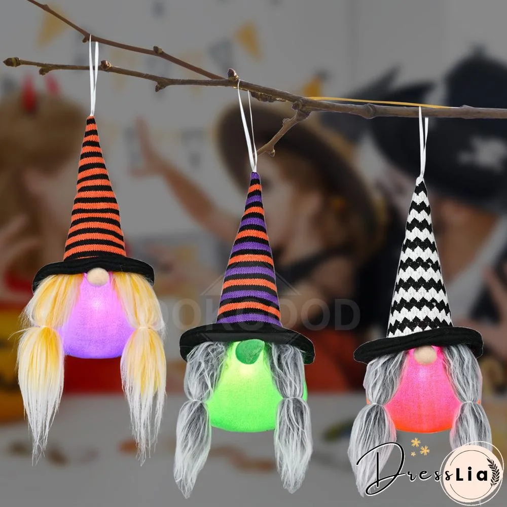 Halloween Gnome Hanging With Lights For Holiday Decoration