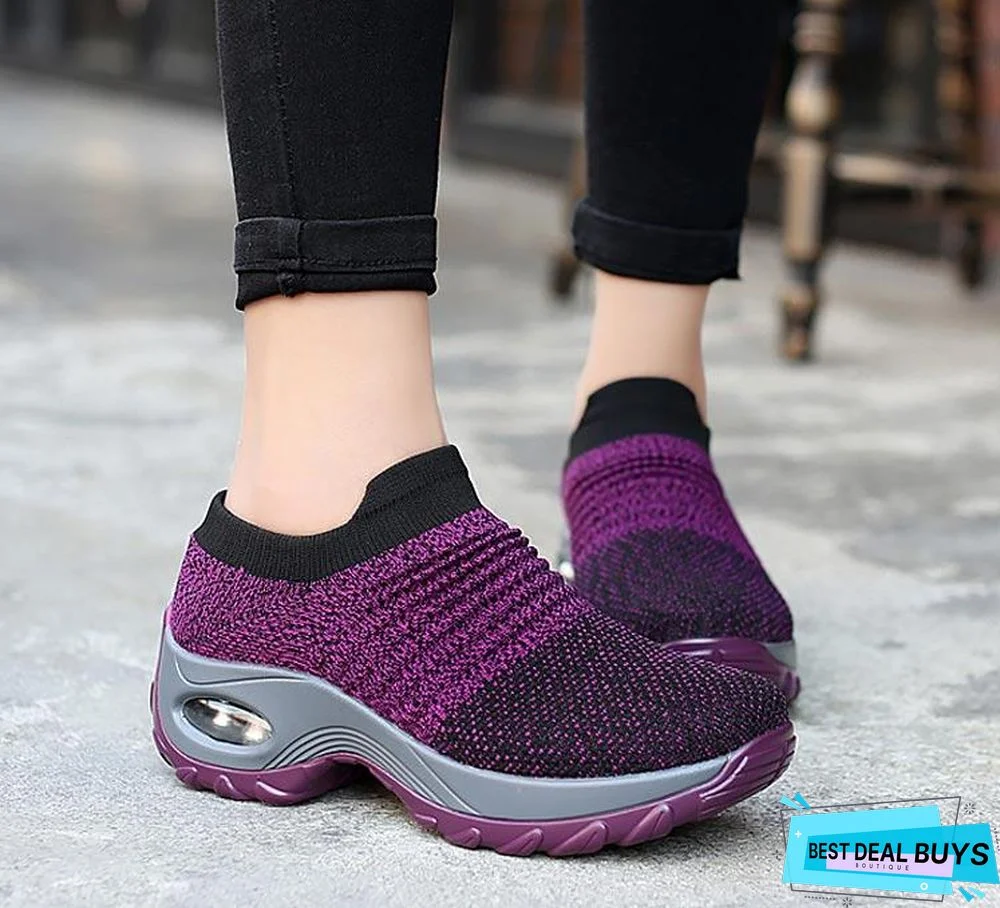 Women Breathable Mesh Slip-On Air Cushion Casual Sneaker Shoes