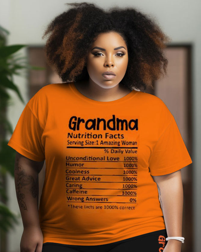 Women's Large Size Retro Casual Grandma Graffiti Short Sleeve Shorts Suit