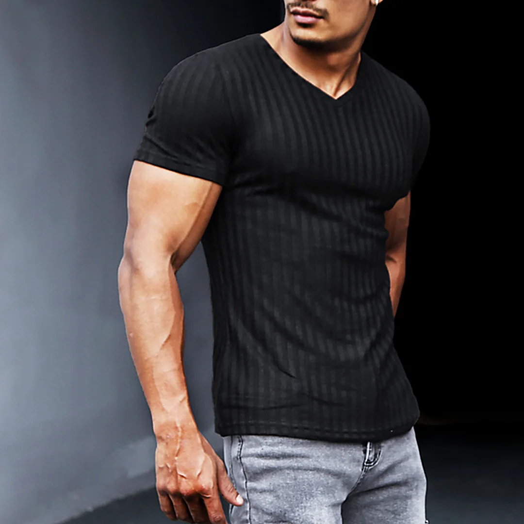 Men's V-Neck Slim Fit Basic T-Shirt