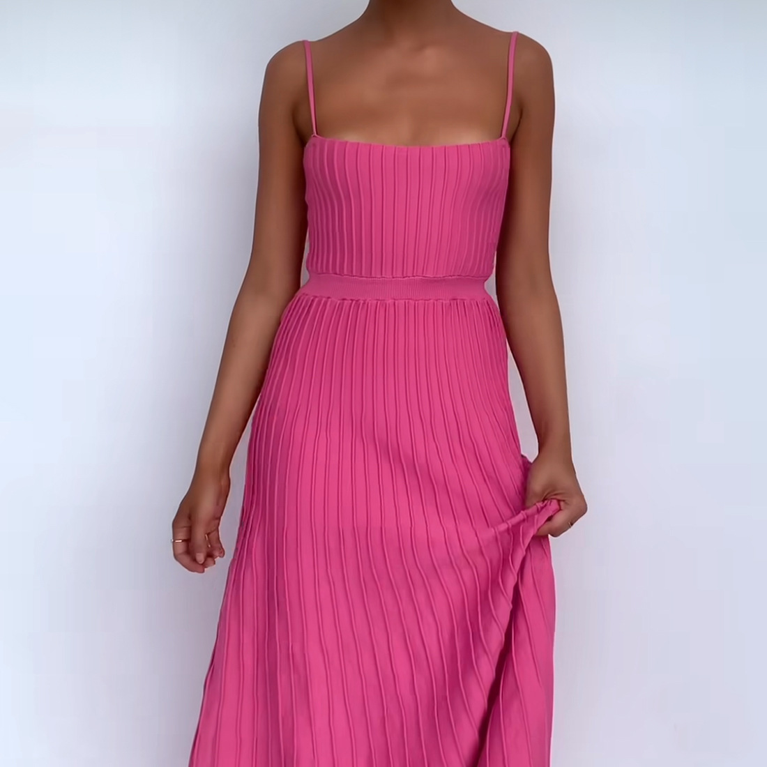 Ootddress Backless Ribbed Maxi Dress For Women Summer New Holiday Party Stretch High Waist Bodycon Maternity Dresses Knit Sundress
