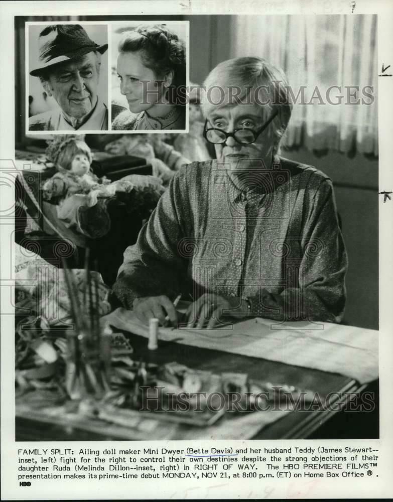 Press Photo Poster painting Bette Davis and James Stewart star in Right of Way